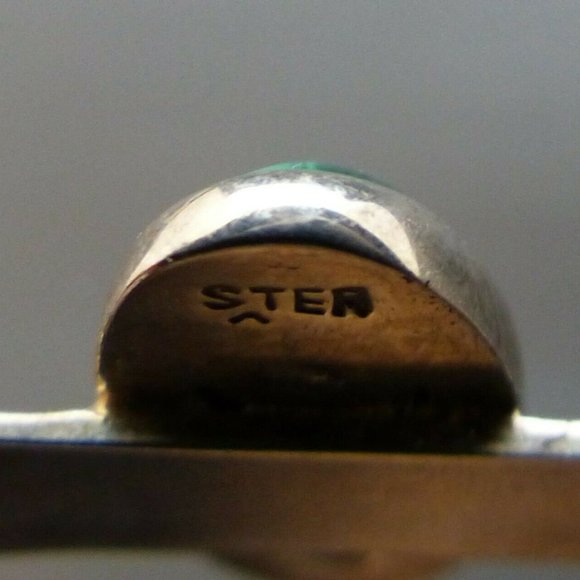 Malachite Sterling silver cuff Bracelet Modernist Sterling Silver Southwest 925 - Picture 3 of 4